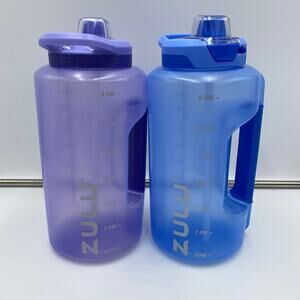 Lot of 2 Zulu Blue & Purple 64oz Half Gallon Water Bottle Disherwasher Safe